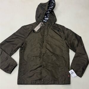 LEVI'S Men’s Hooded Coaches Rain Jacket Black Water Resistant Street Size SMALL